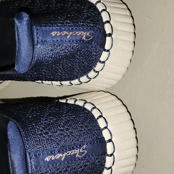 Skechers Wedge Comfort Memory Foam Slip On Navy Blue Women's  Shoes - Picture 5 of 9